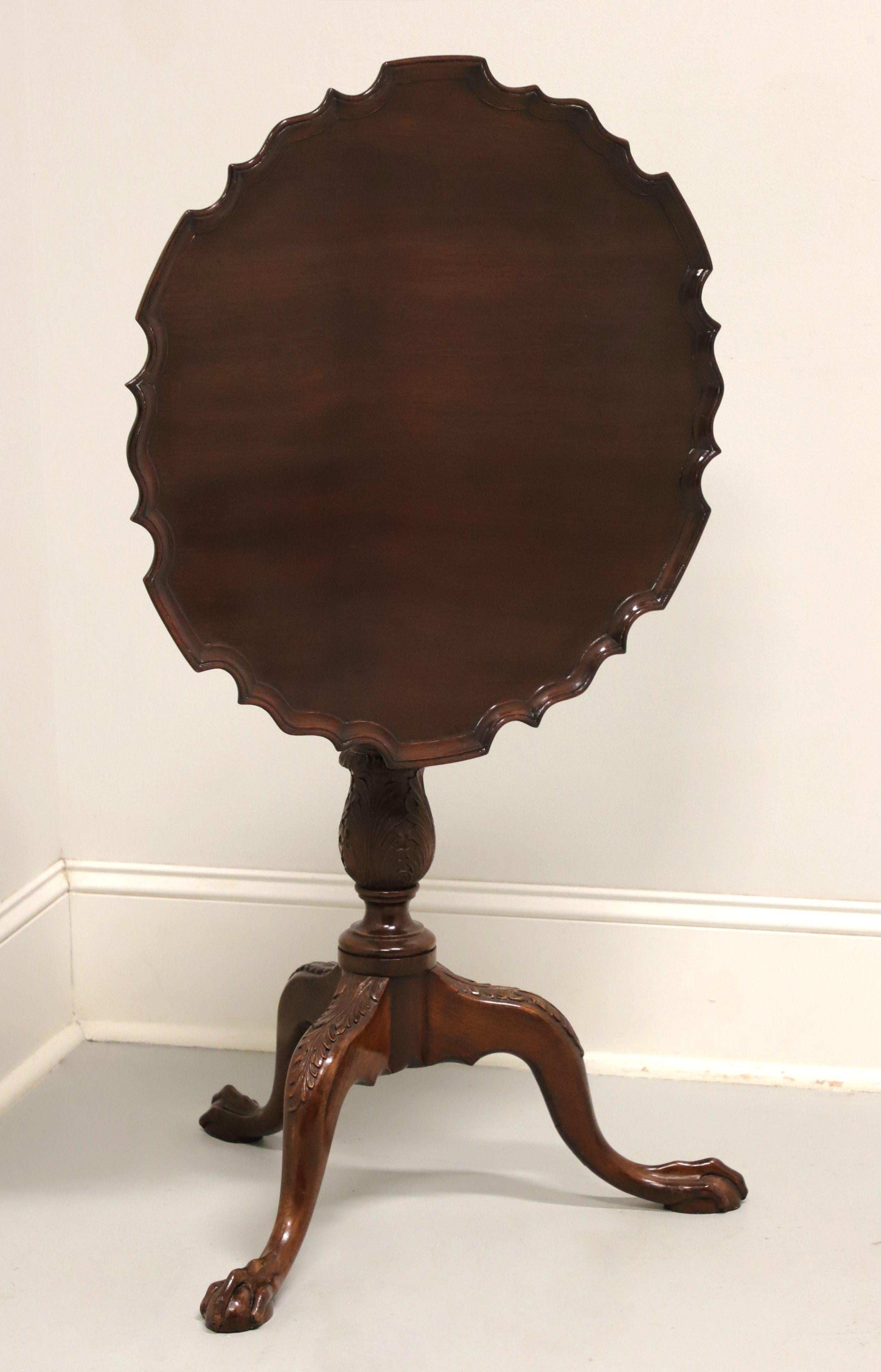 Brass Late 20th Century Carved Mahogany Chippendale Tilt-Top Pie Crust Table