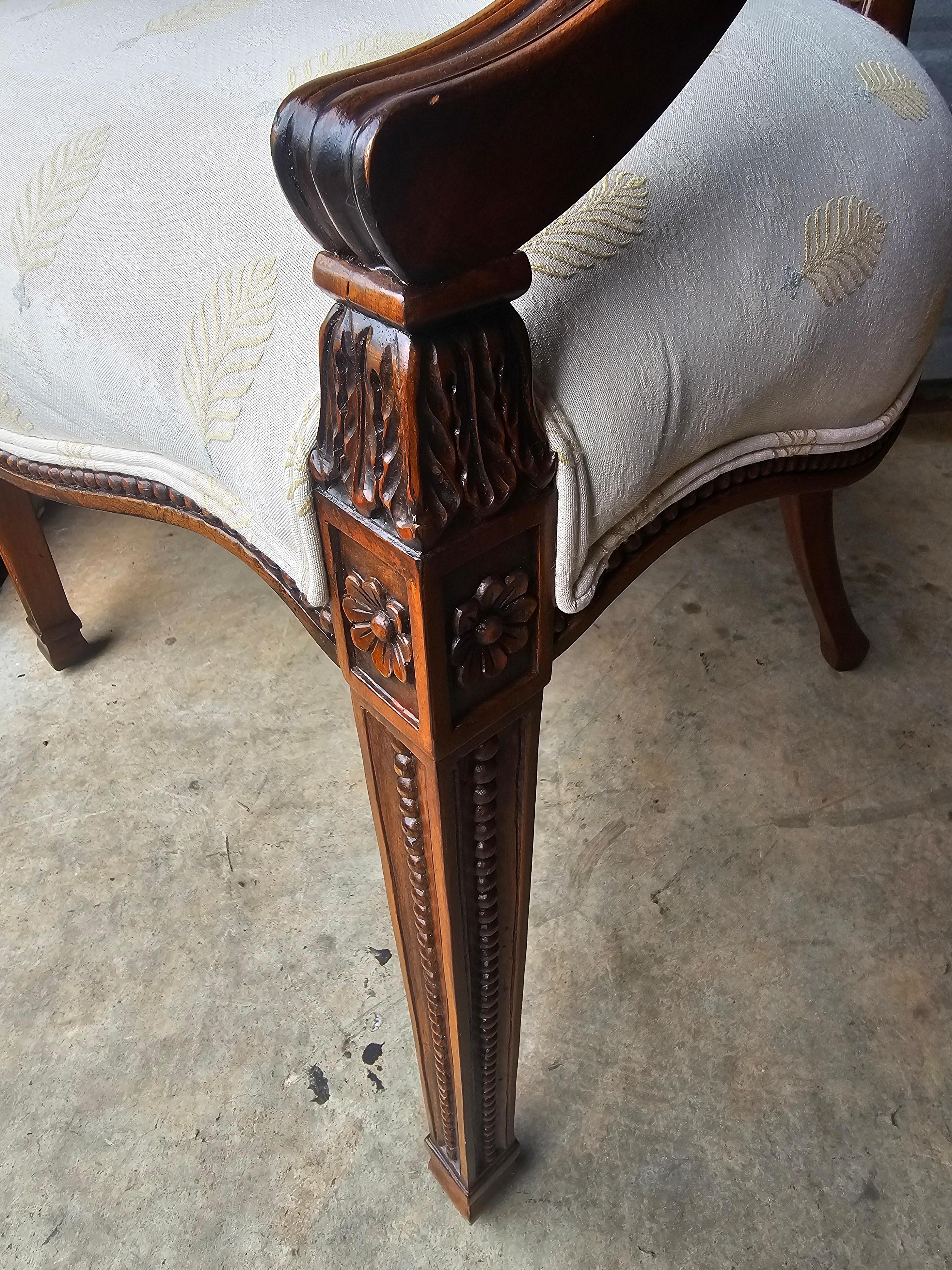 Late 20th Century Carved Mahogany Spider Back and Upholstered Seat Armchair For Sale 4