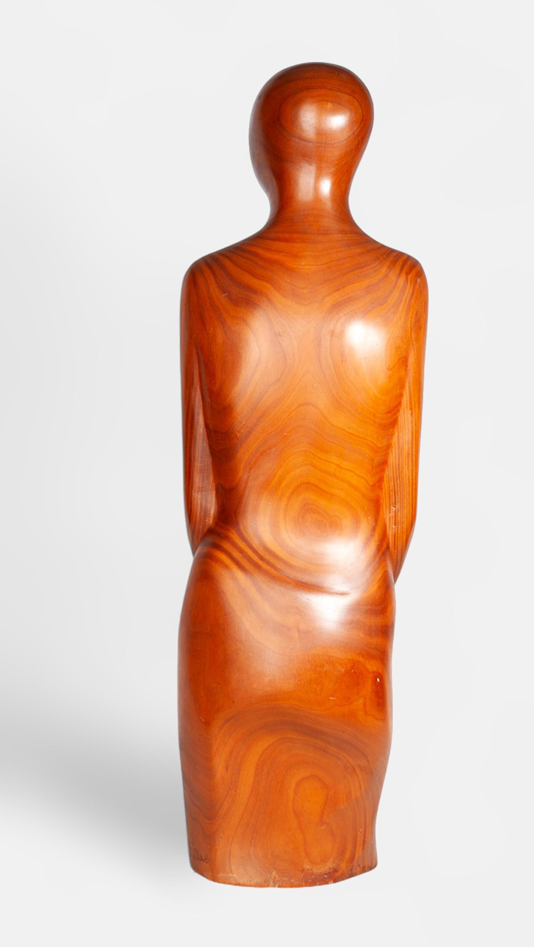Escultura Decorativa Femenina Tallada en Madera Barnizada, Brasil, Finales Siglo XX Tallado en venta