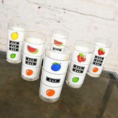 Late 20th Century Casino Slot Machine Highball Cocktail Glasses Set of 6