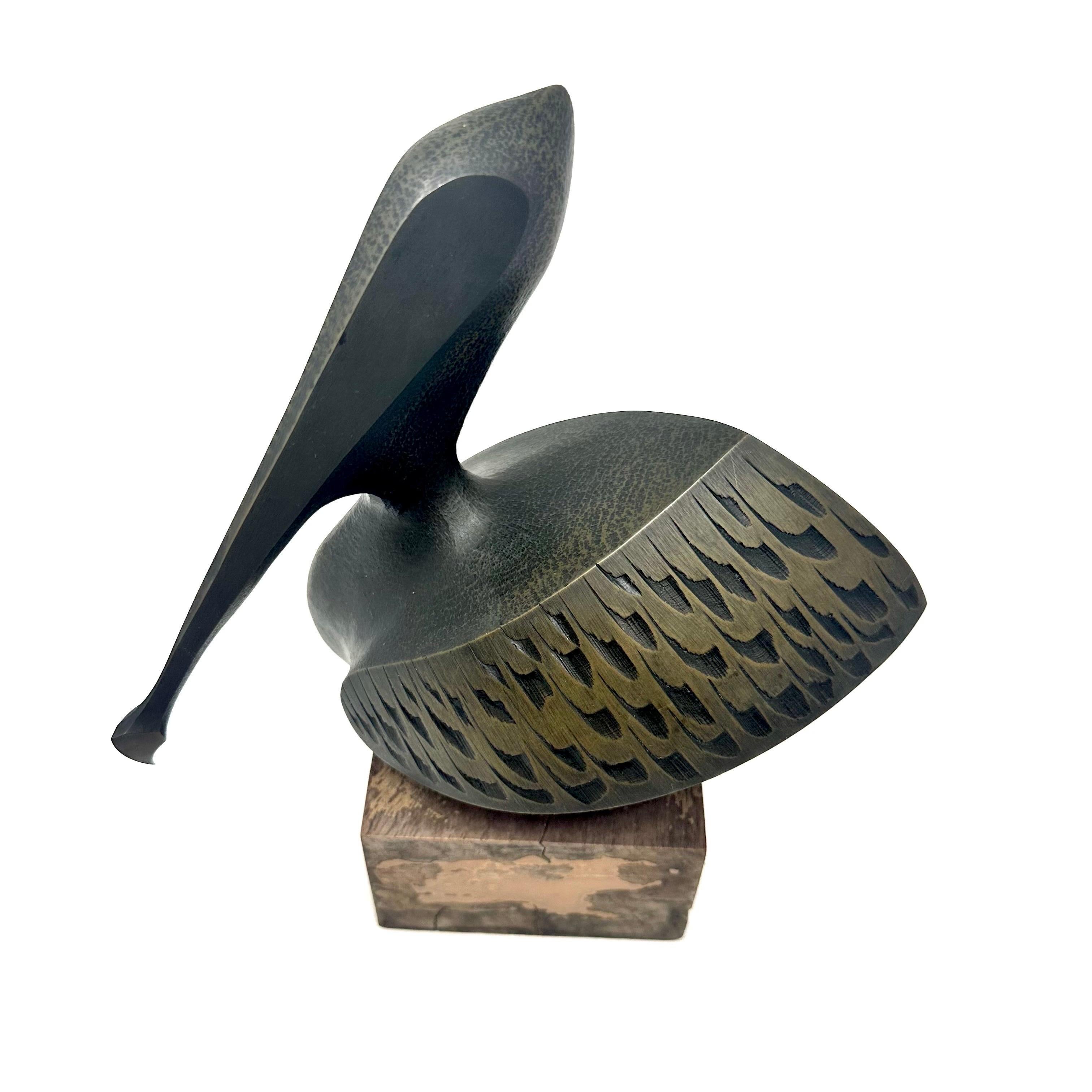 Late 20th Century Cast Bronze Pelican Sculpture by Douglas Purdy 5