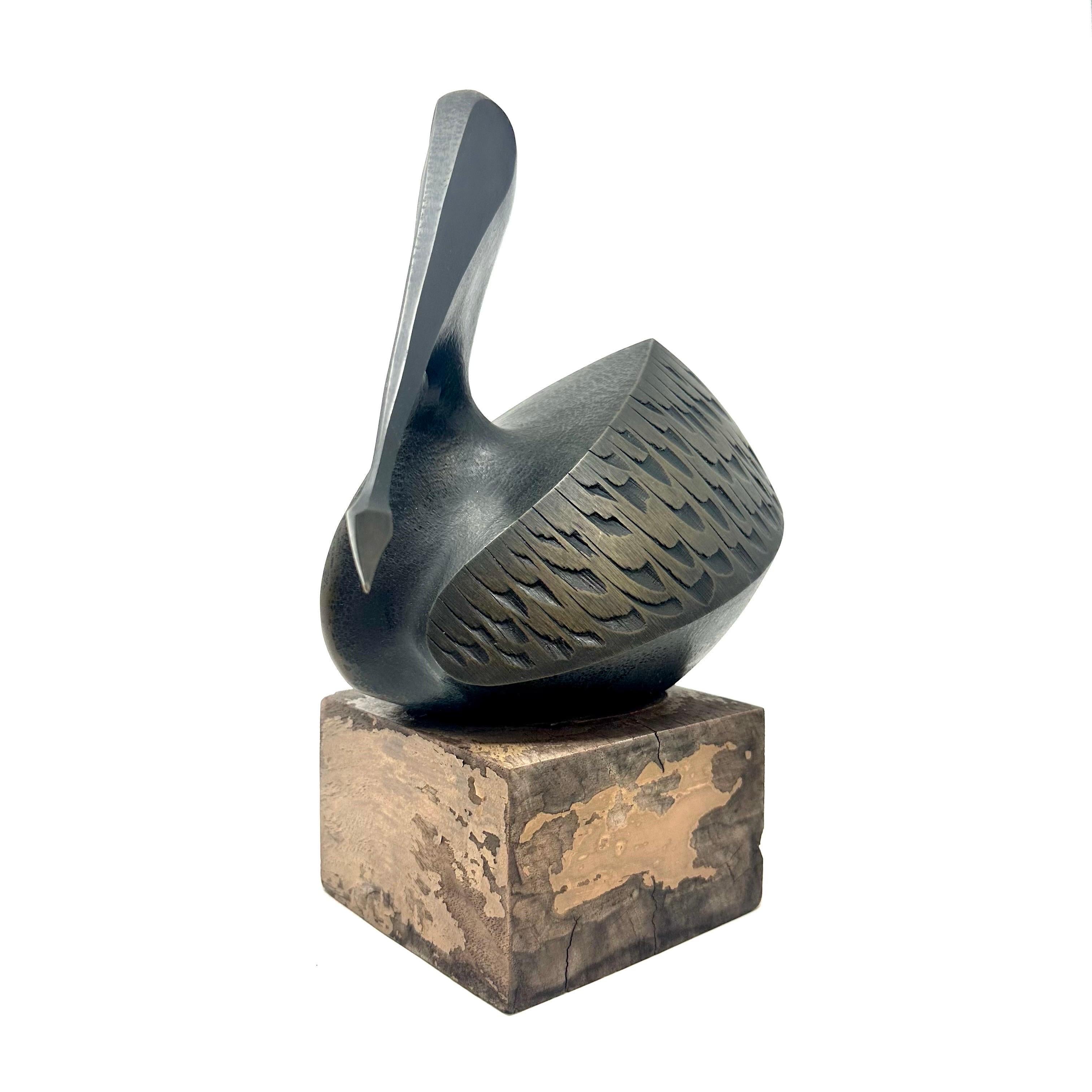 American Late 20th Century Cast Bronze Pelican Sculpture by Douglas Purdy
