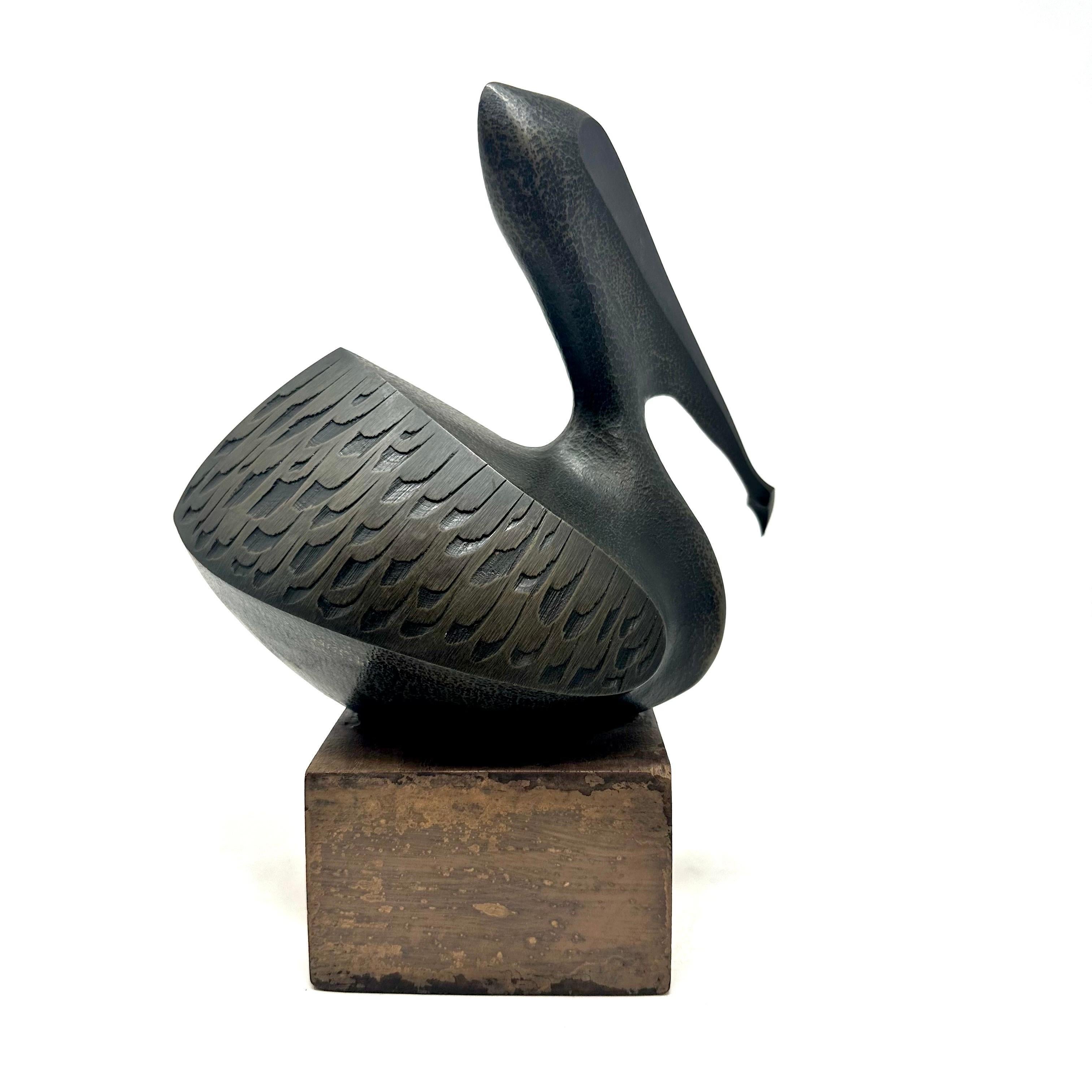 Late 20th Century Cast Bronze Pelican Sculpture by Douglas Purdy 3