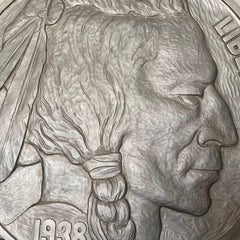 Late 20th Century Cast Resin & Fibreglass "Indian Head" Nickle Wall Sculpture