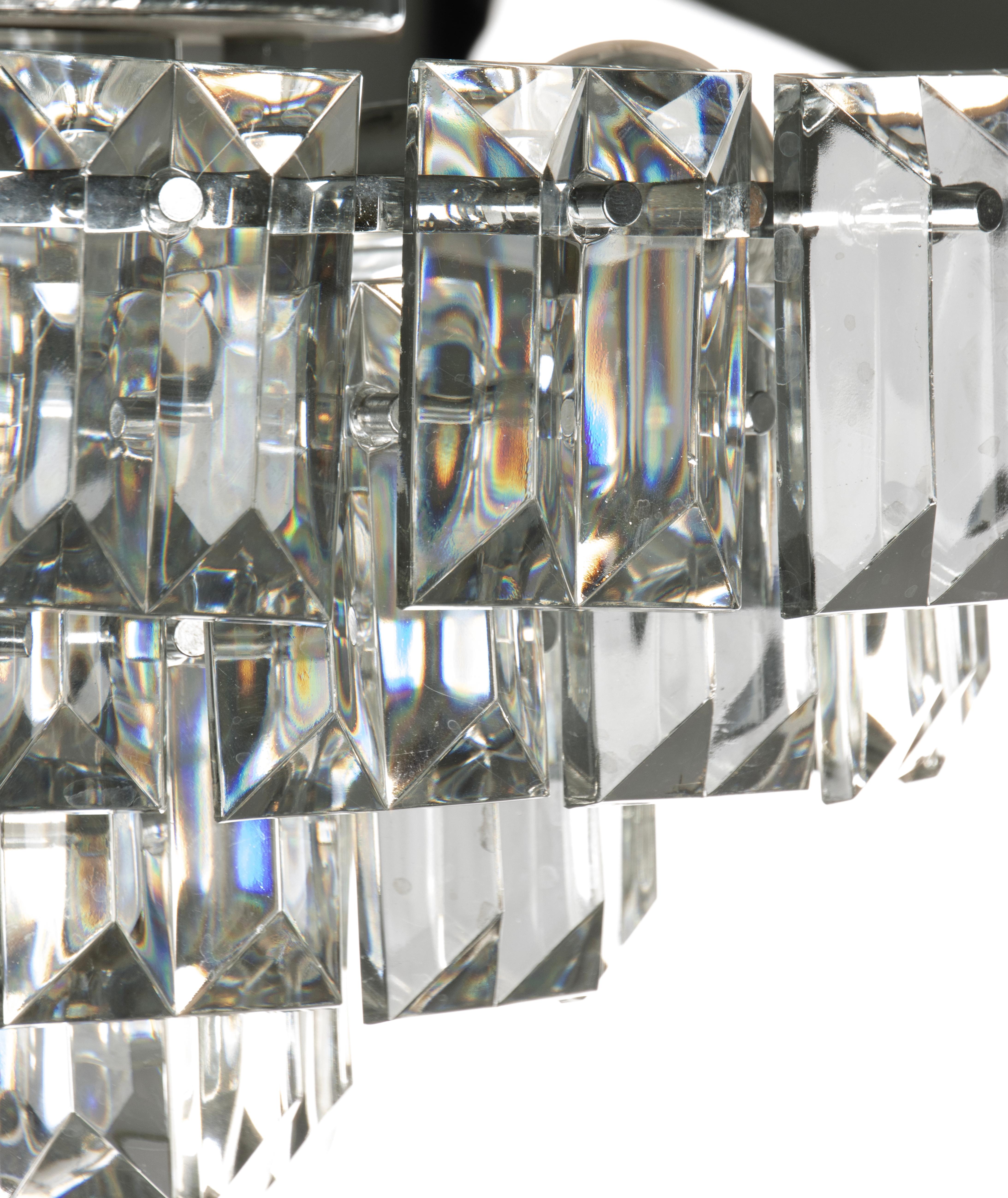 Plafoniera per lampada da soffitto della fine del XX secolo con gocce di cristallo a forma di prisma in vendita 8