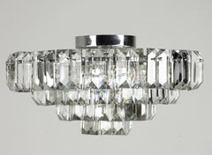 Late 20th Century Ceiling Lamp Plafoniere with Prism Shaped Crystal Cut Drops
