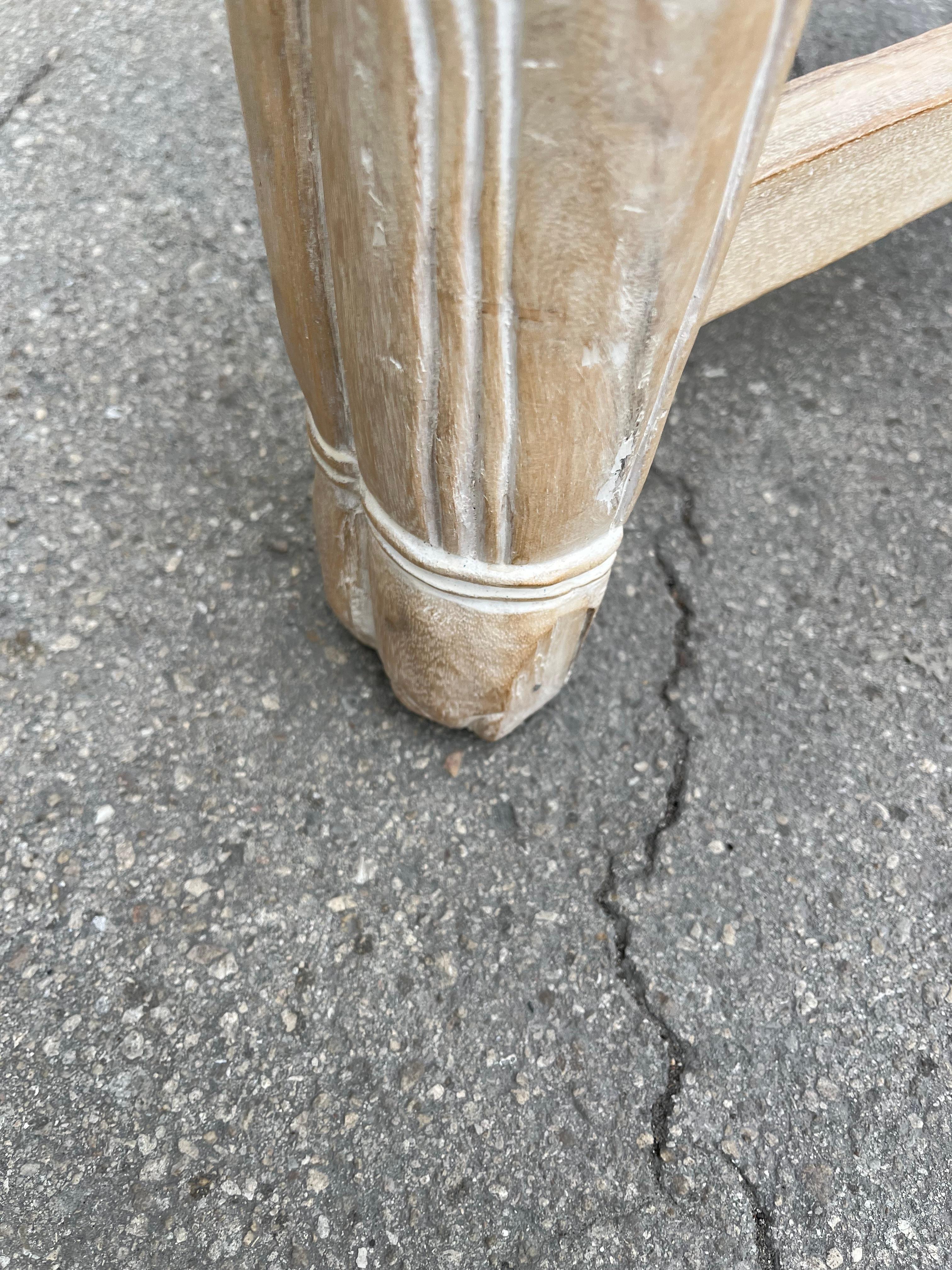 Late 20th Century Cerused Hand Carved Elephant Center / Dining Table For Sale 4