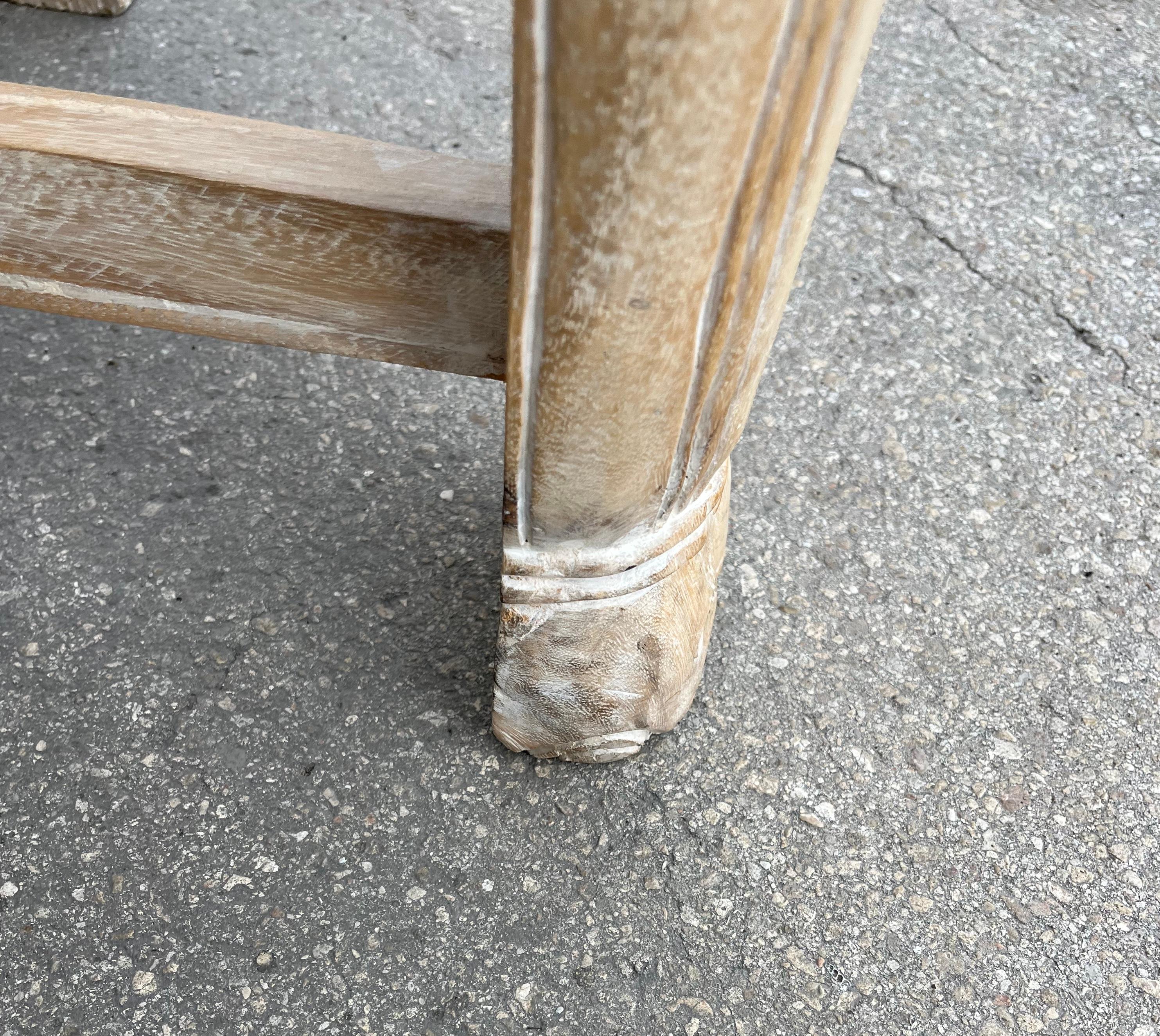 Late 20th Century Cerused Hand Carved Elephant Center / Dining Table For Sale 5