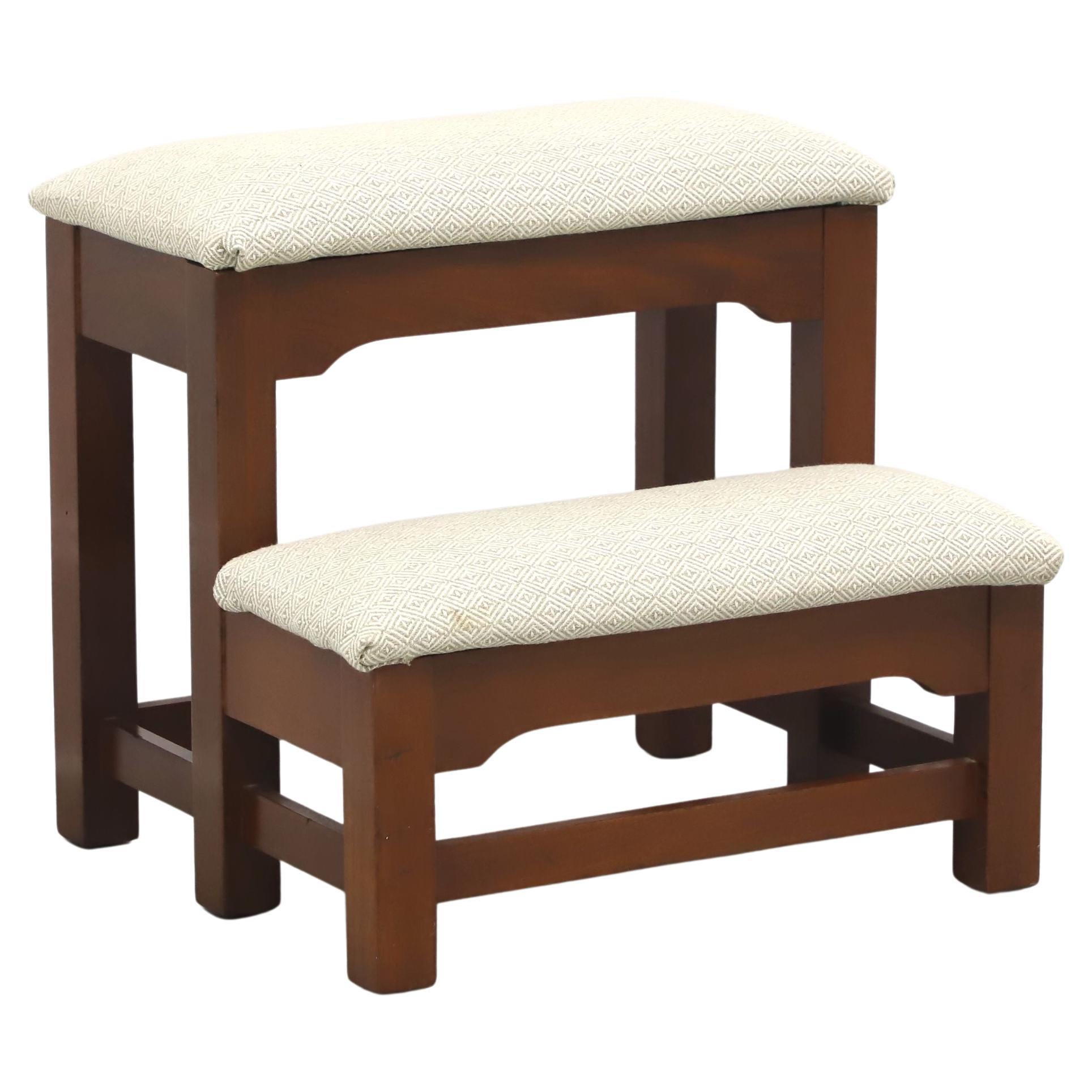 Late 20th Century Cherry Chippendale Upholstered Bed Steps For Sale