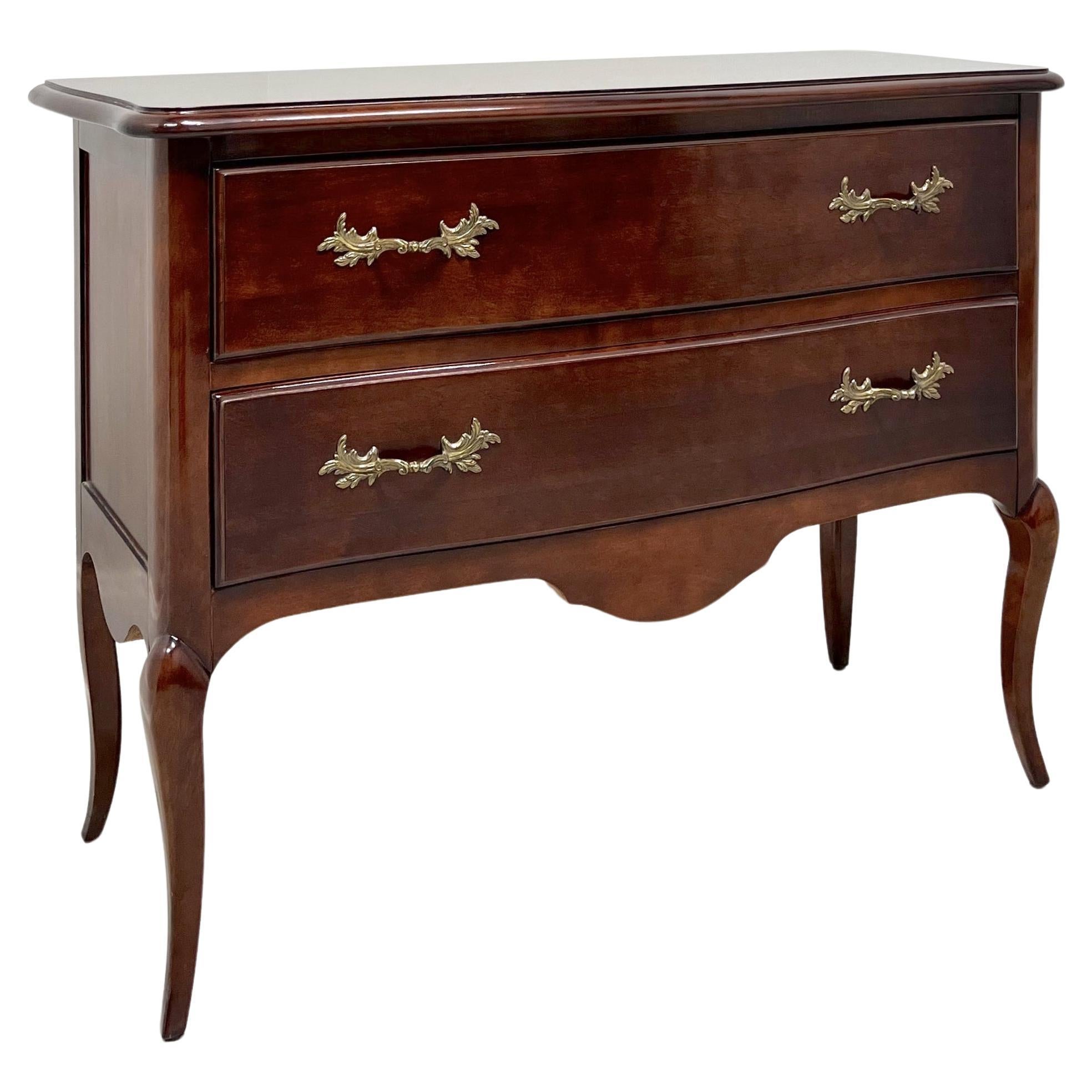 Late 20th Century Cherry French Provincial Louis XV Two-Drawer Occasional Chest For Sale