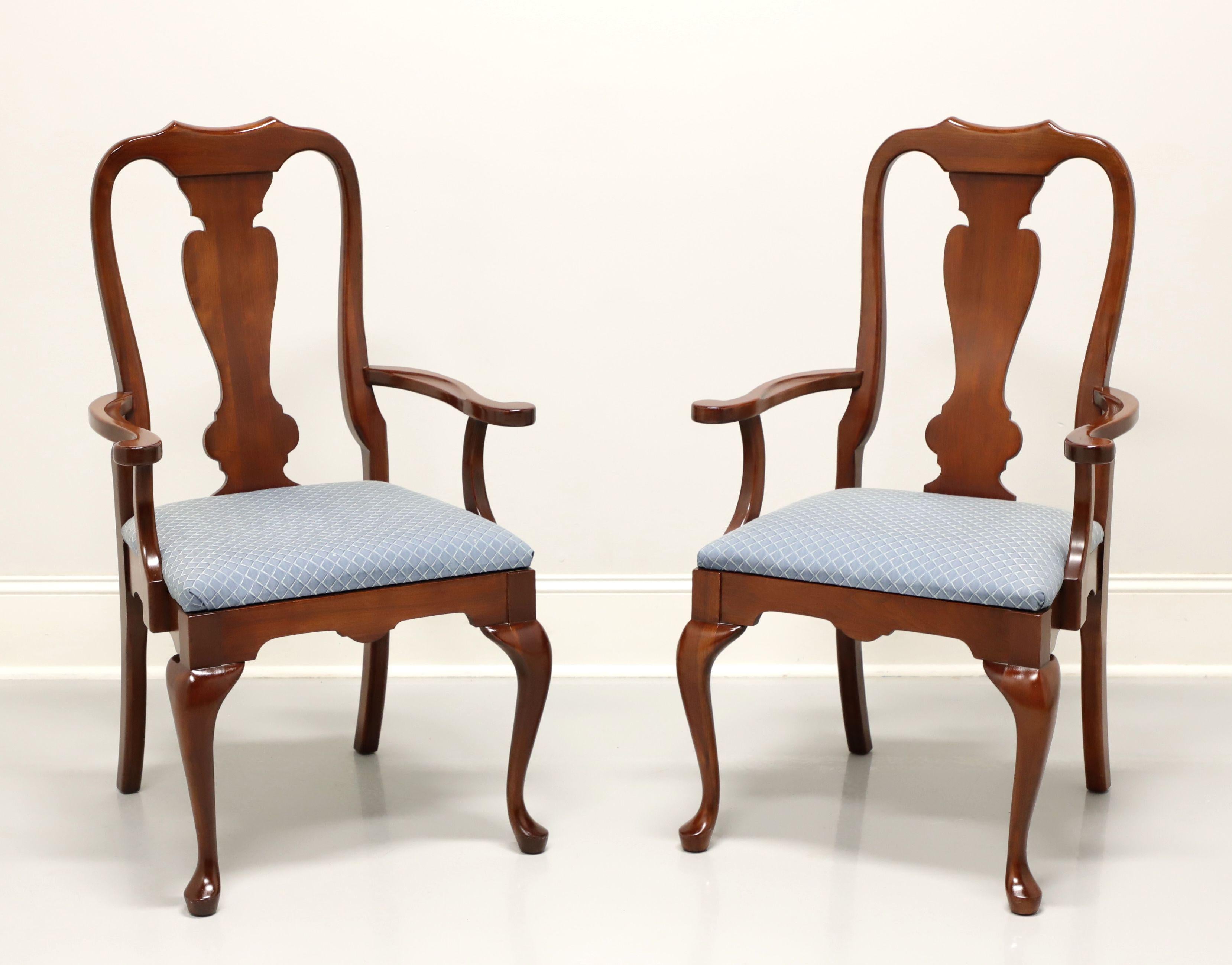 Late 20th Century Cherry Queen Anne Style Dining Armchairs - Pair For Sale 3