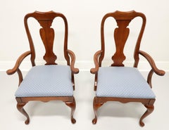 Late 20th Century Cherry Queen Anne Style Dining Armchairs - Pair