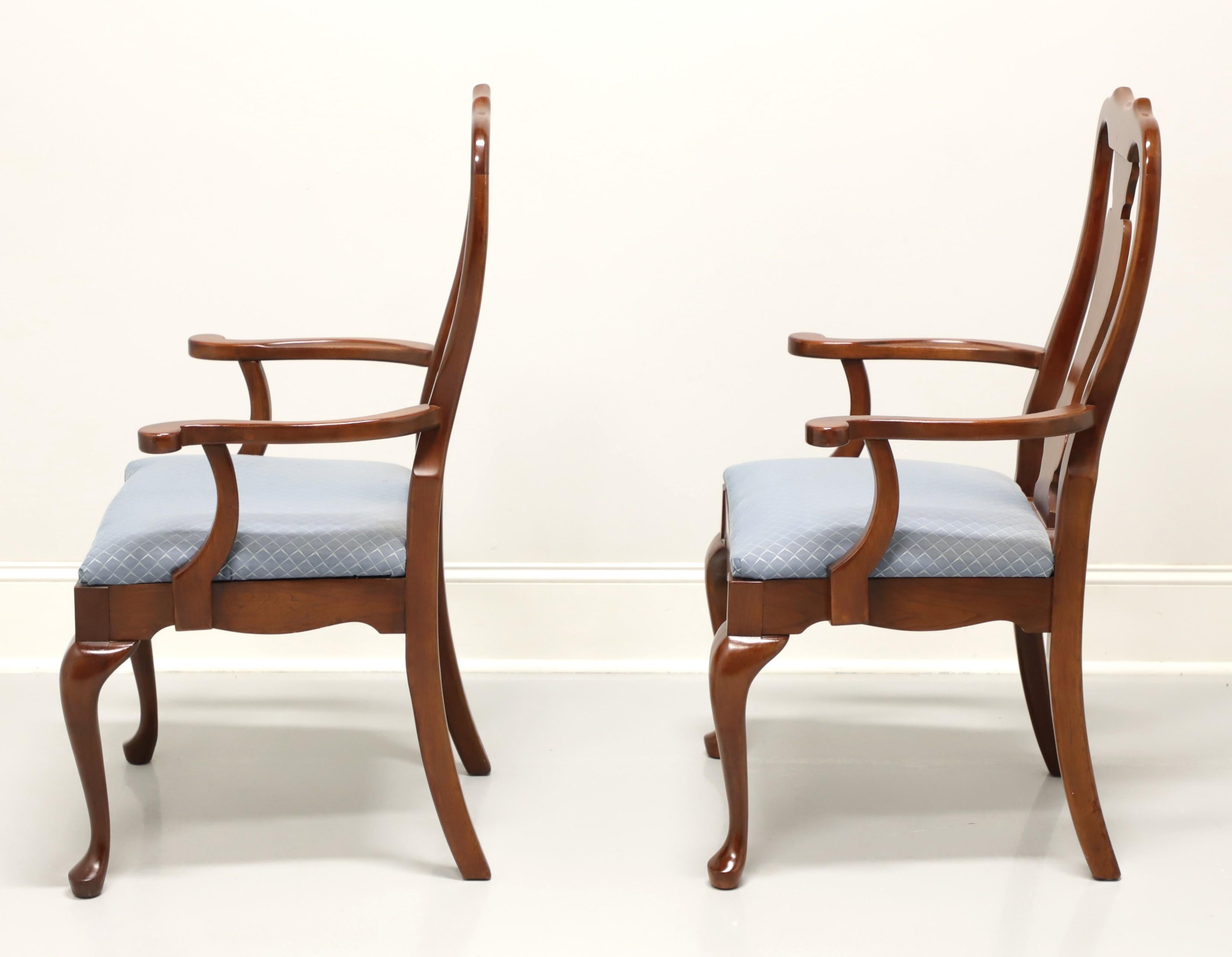 American Late 20th Century Cherry Queen Anne Style Dining Armchairs - Pair For Sale