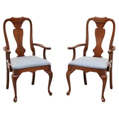 Late 20th Century Cherry Queen Anne Style Dining Armchairs - Pair