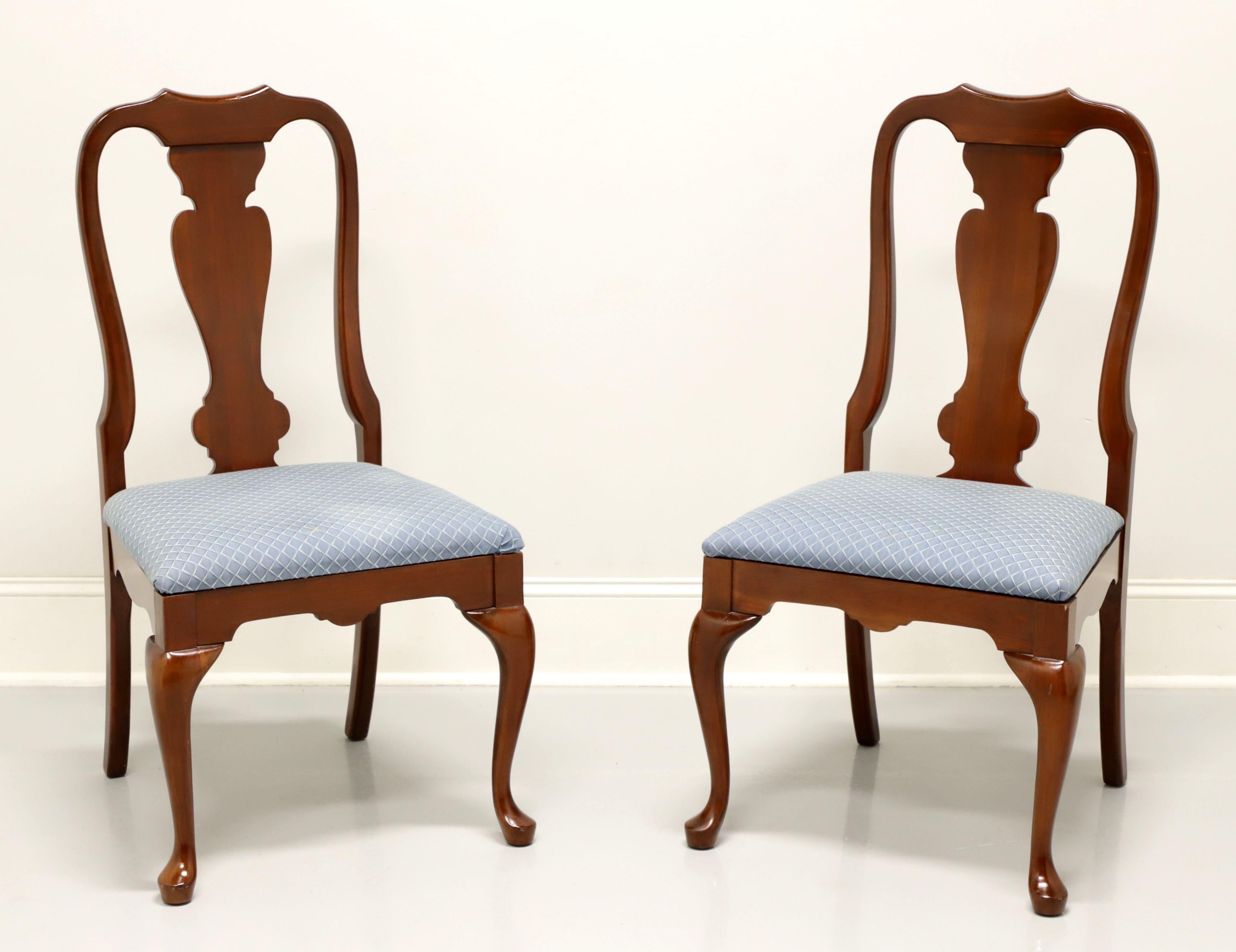Late 20th Century Cherry Queen Anne Style Dining Side Chairs - Pair  4
