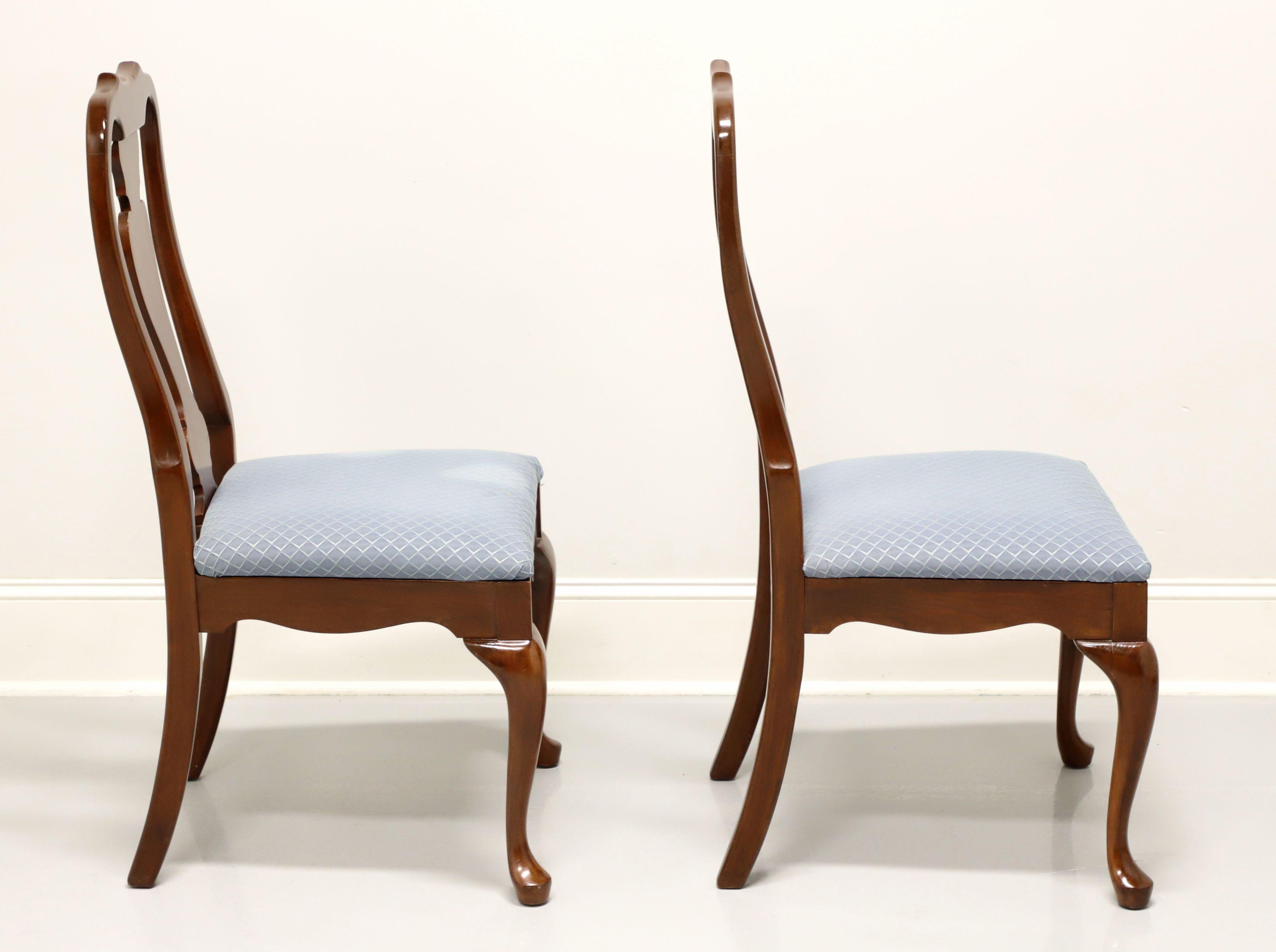 American Late 20th Century Cherry Queen Anne Style Dining Side Chairs - Pair 