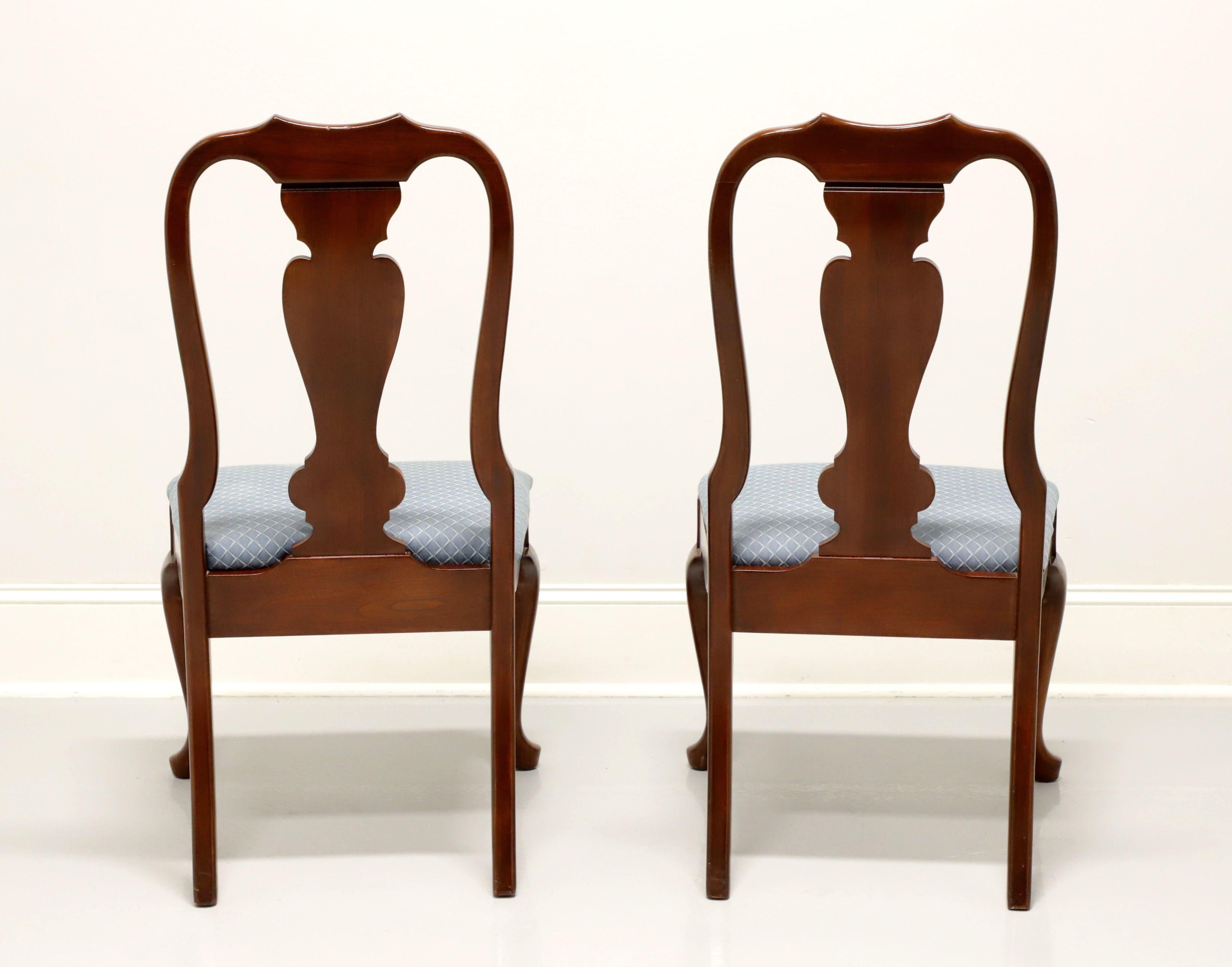 Late 20th Century Cherry Queen Anne Style Dining Side Chairs - Pair  In Good Condition In Charlotte, NC