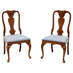 Late 20th Century Cherry Queen Anne Style Dining Side Chairs - Pair 