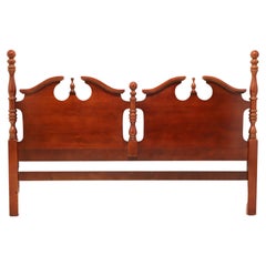 Retro THOMASVILLE Cherry Traditional Double Pediment King Size Headboard