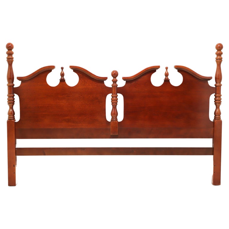 Late 20th Century Cherry Traditional Double Pediment King Size