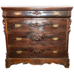 Late 20th Century Chest of Drawers Walnut with Marble Top Quality