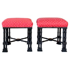 Chinesische Chippendale-Hocker aus Kunstbambus des späten 20. Jahrhunderts - Paar