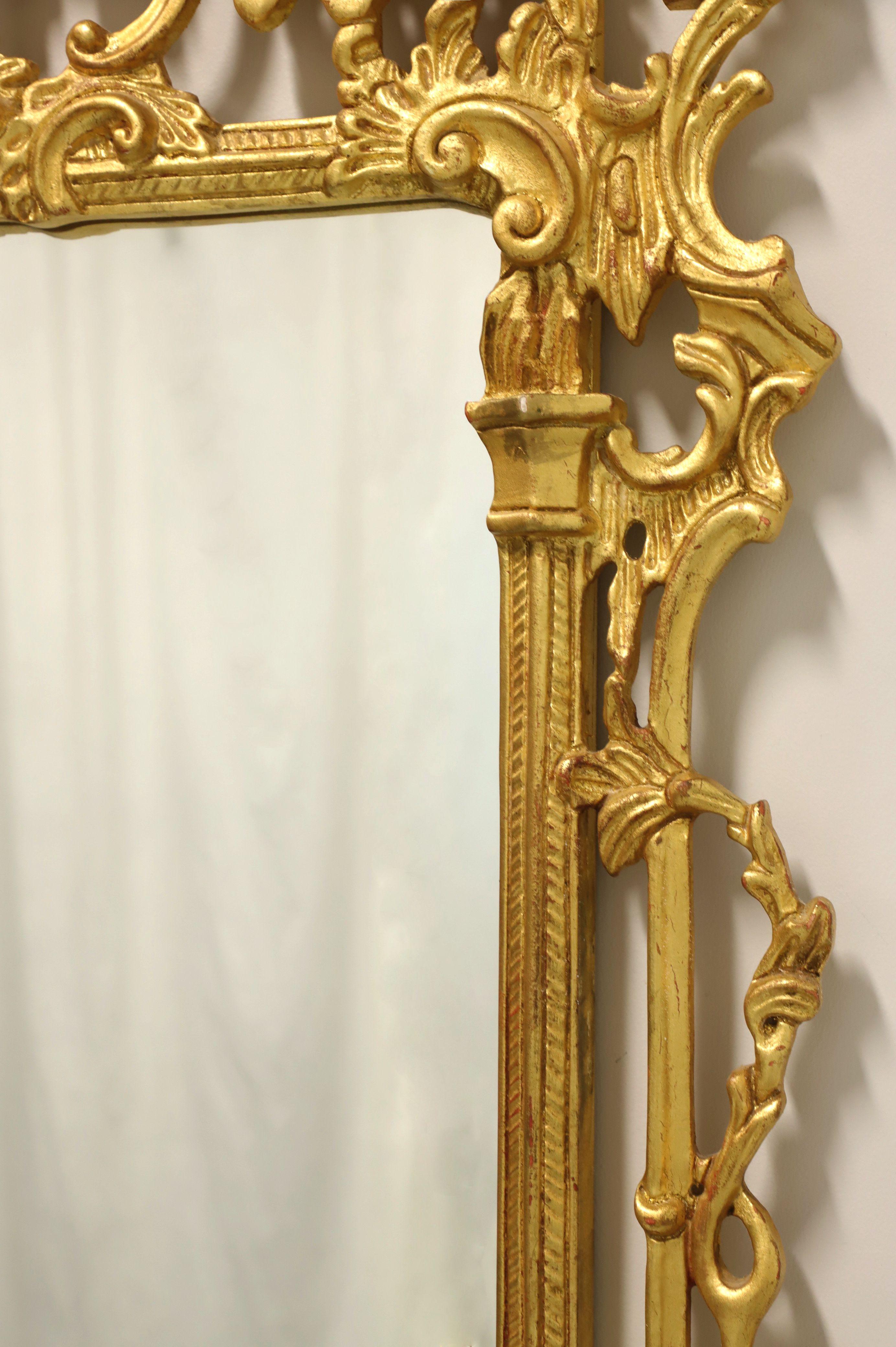 LABARGE Chinese Chippendale Pagoda Golden Wall Mirror In Good Condition In Charlotte, NC