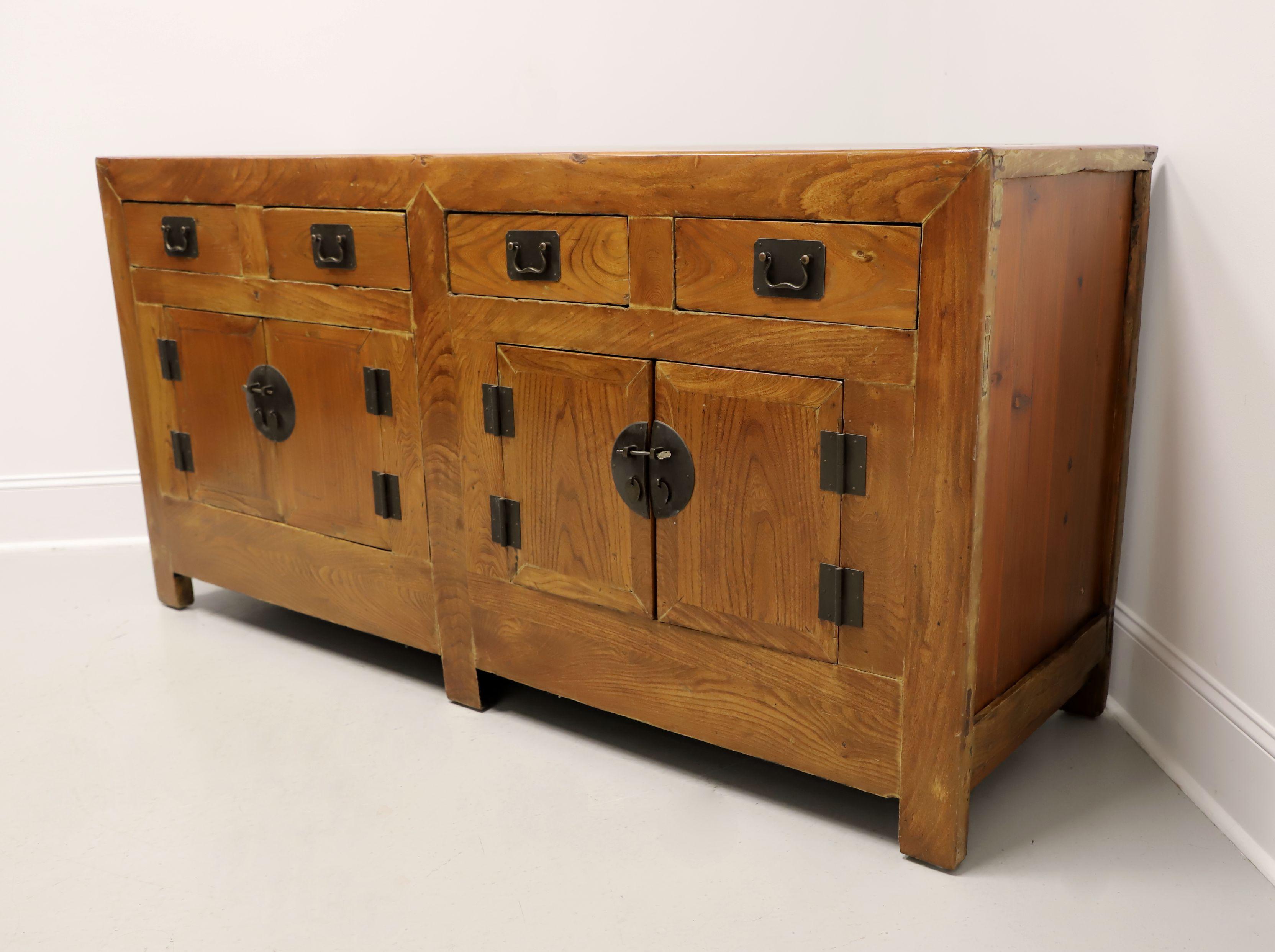 Chinese Export Late 20th Century Chinese Elm Buffet Credenza For Sale