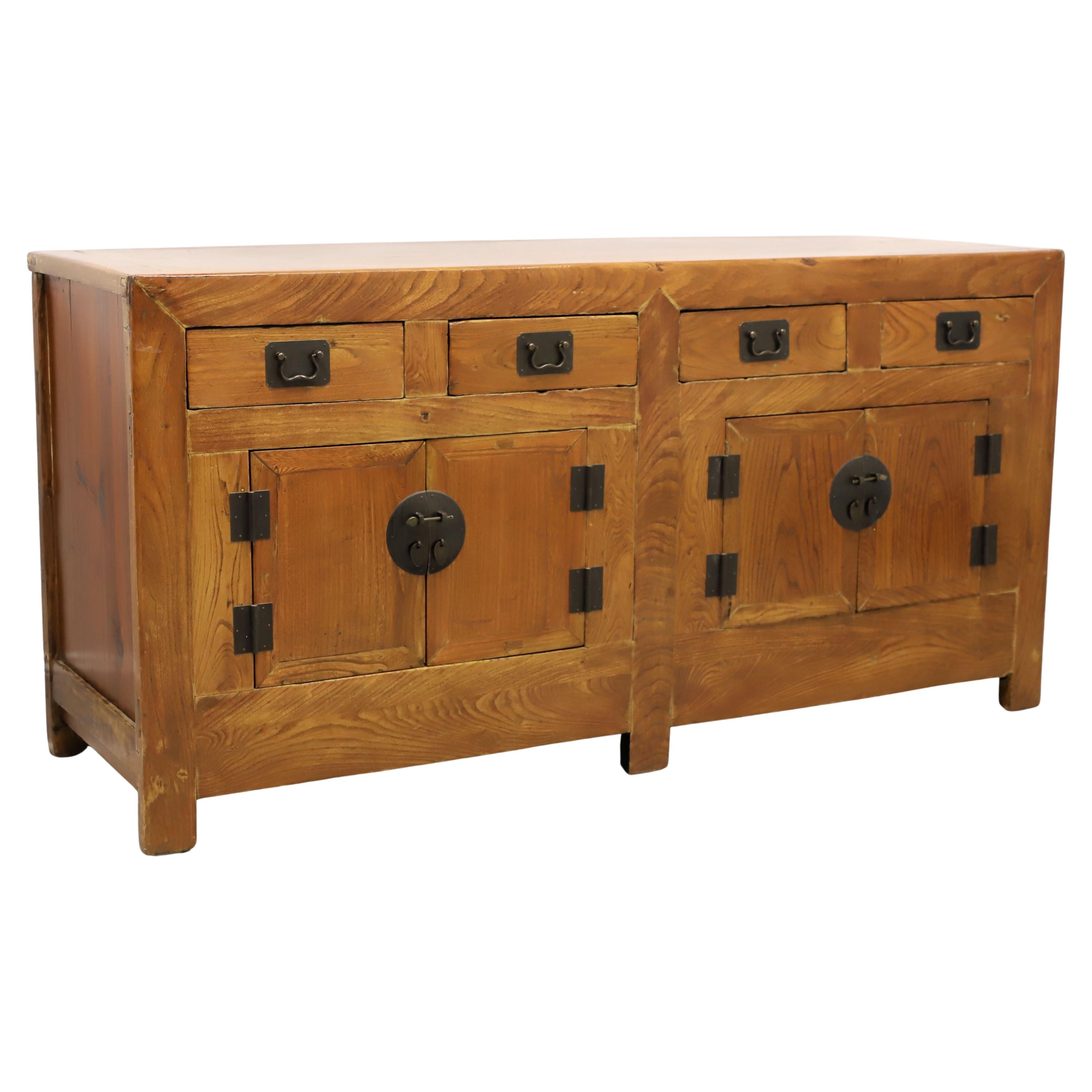 Late 20th Century Chinese Elm Buffet Credenza For Sale