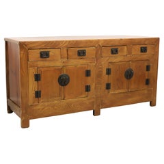 Late 20th Century Chinese Elm Buffet Credenza