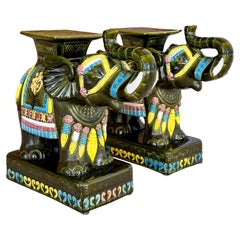 Tables d'appoint émaillées pour jardin d'éléphants de la fin du 20e siècle  Paire
