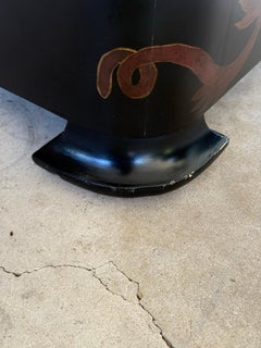 Late 20th Century Chinoiserie Hand-Painted Black Lacquer Tall Chest
