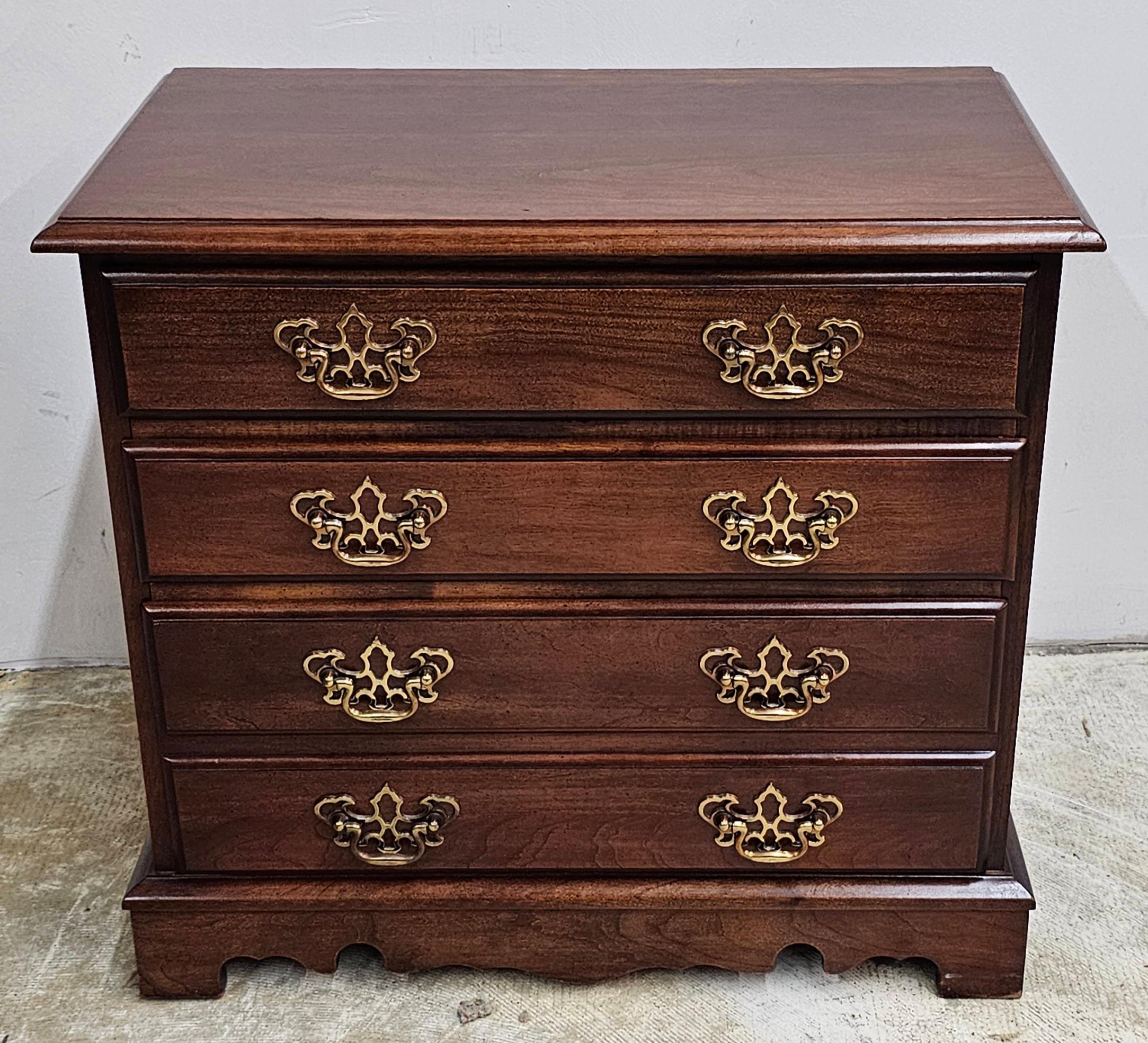 American Late 20th Century Chippendale Cherry Bedside Chest of Drawers / Nightstand For Sale