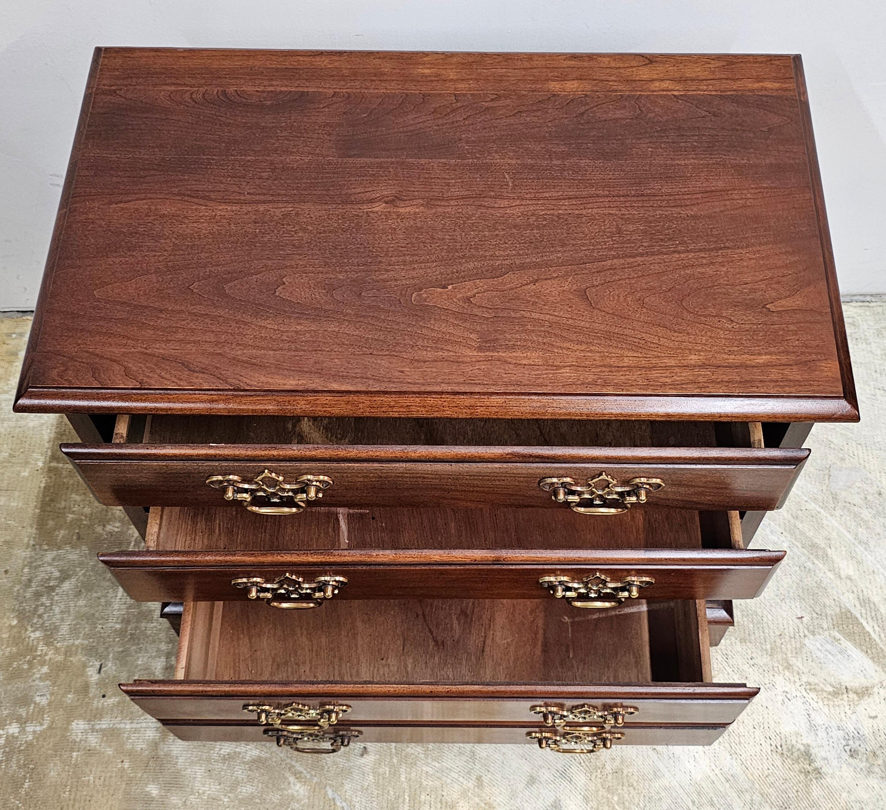 Other Late 20th Century Chippendale Cherry Bedside Chest of Drawers / Nightstand For Sale