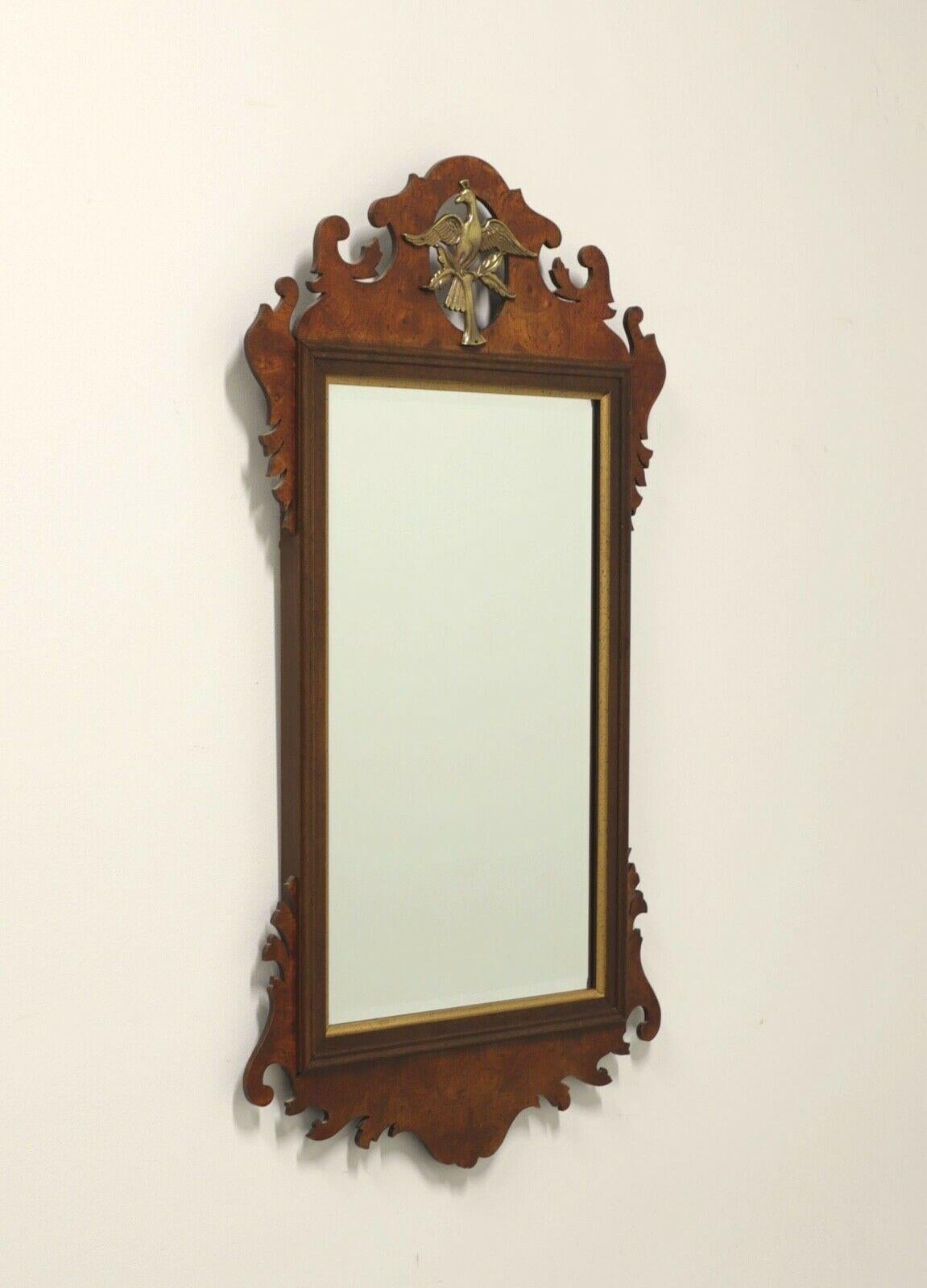Late 20th Century Chippendale Style Burl Walnut Wall Mirror For Sale 6