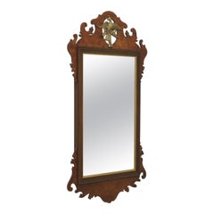 Late 20th Century Chippendale Style Burl Walnut Wall Mirror