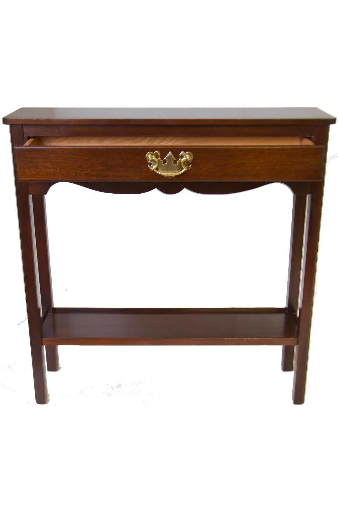 American Late 20th Century Chippendale Style Mahogany Narrow Console Table For Sale