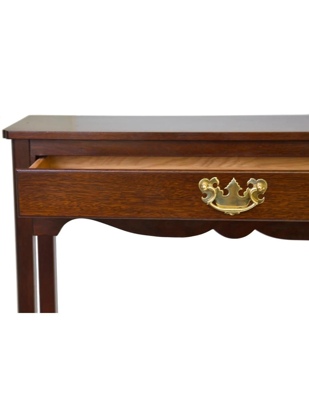 Stained Late 20th Century Chippendale Style Mahogany Narrow Console Table For Sale