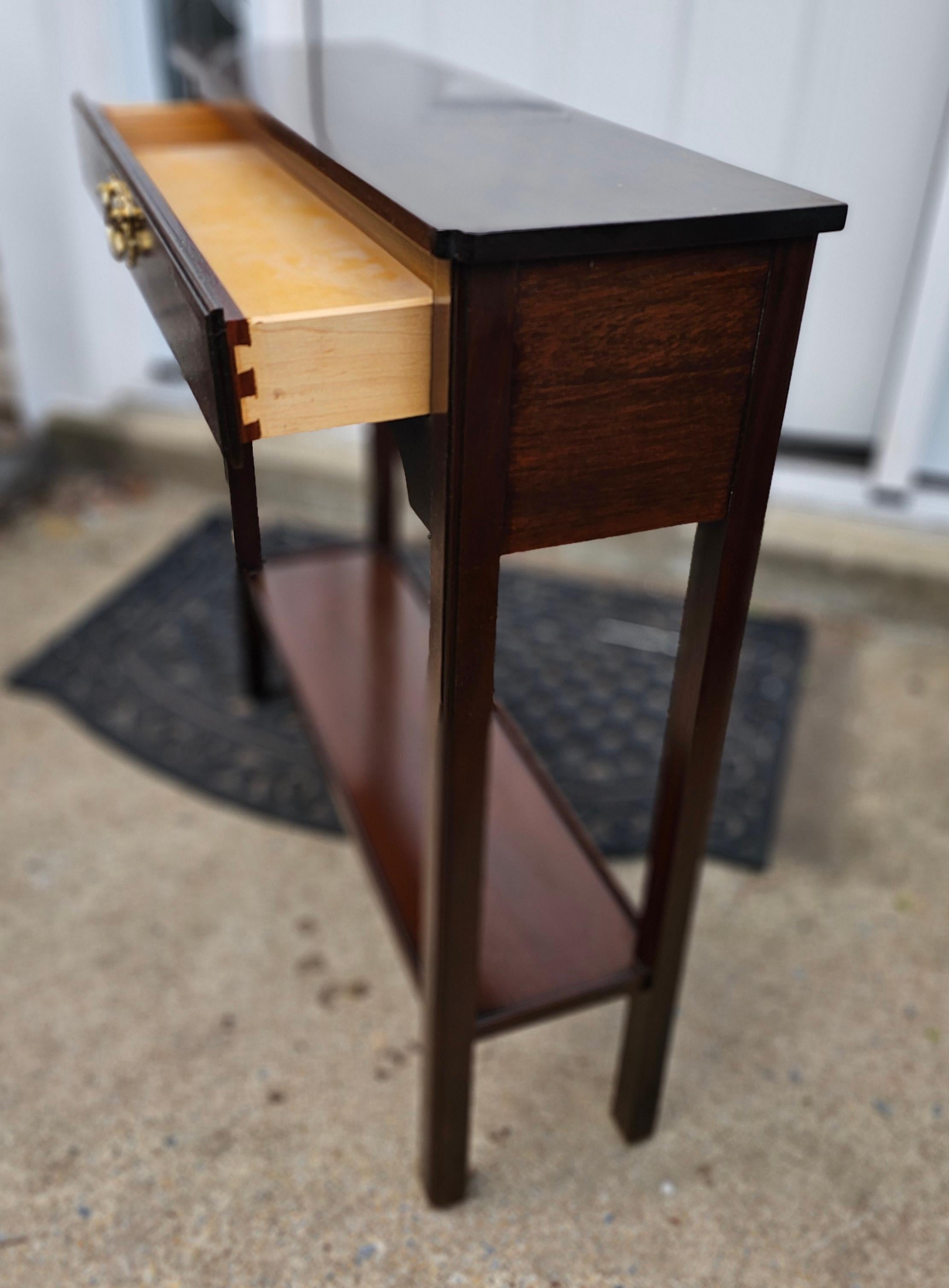 Hardwood Late 20th Century Chippendale Style Mahogany Narrow Console Table For Sale