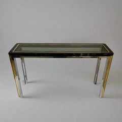 Late 20th-Century Chrome, Brass and Glass Console Table by Romeo Riga, Italy