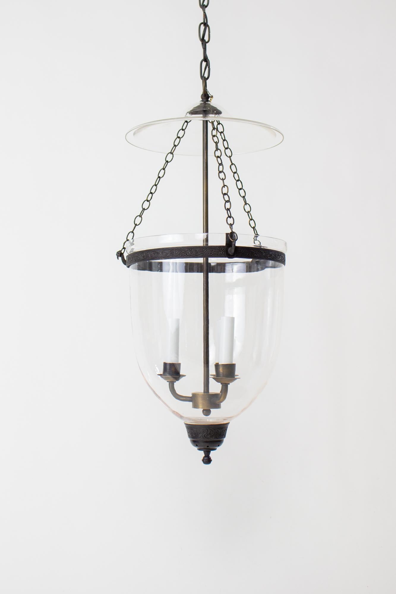 Late 20th Century Clear Glass Bell Jar with Darkened Brass Finish 5