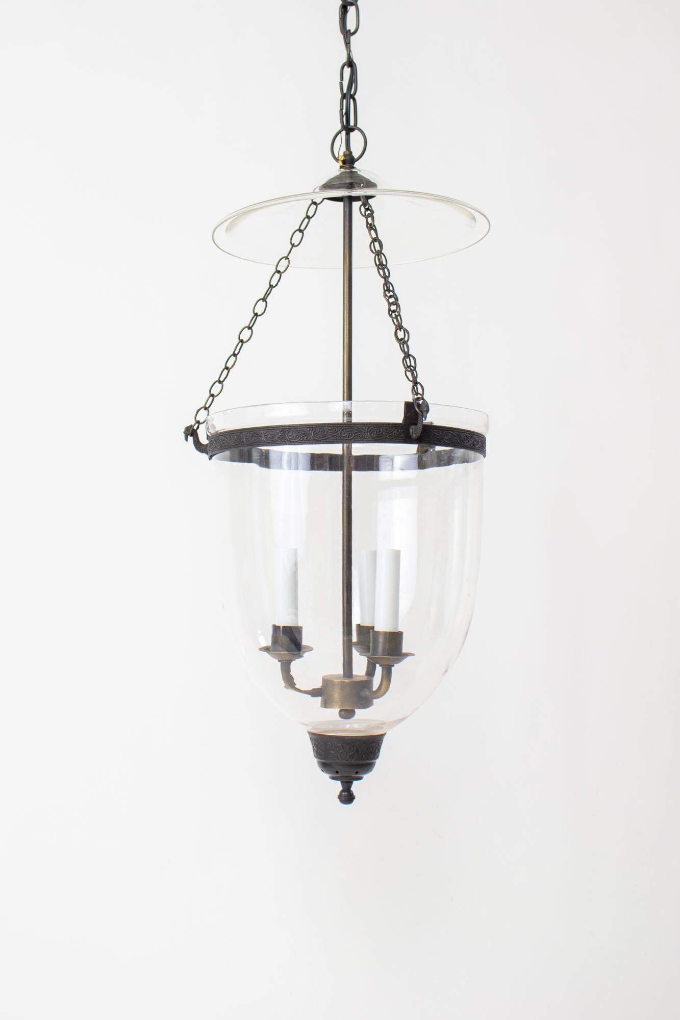 Late 20th Century Clear Glass Bell Jar with Darkened Brass Finish 6
