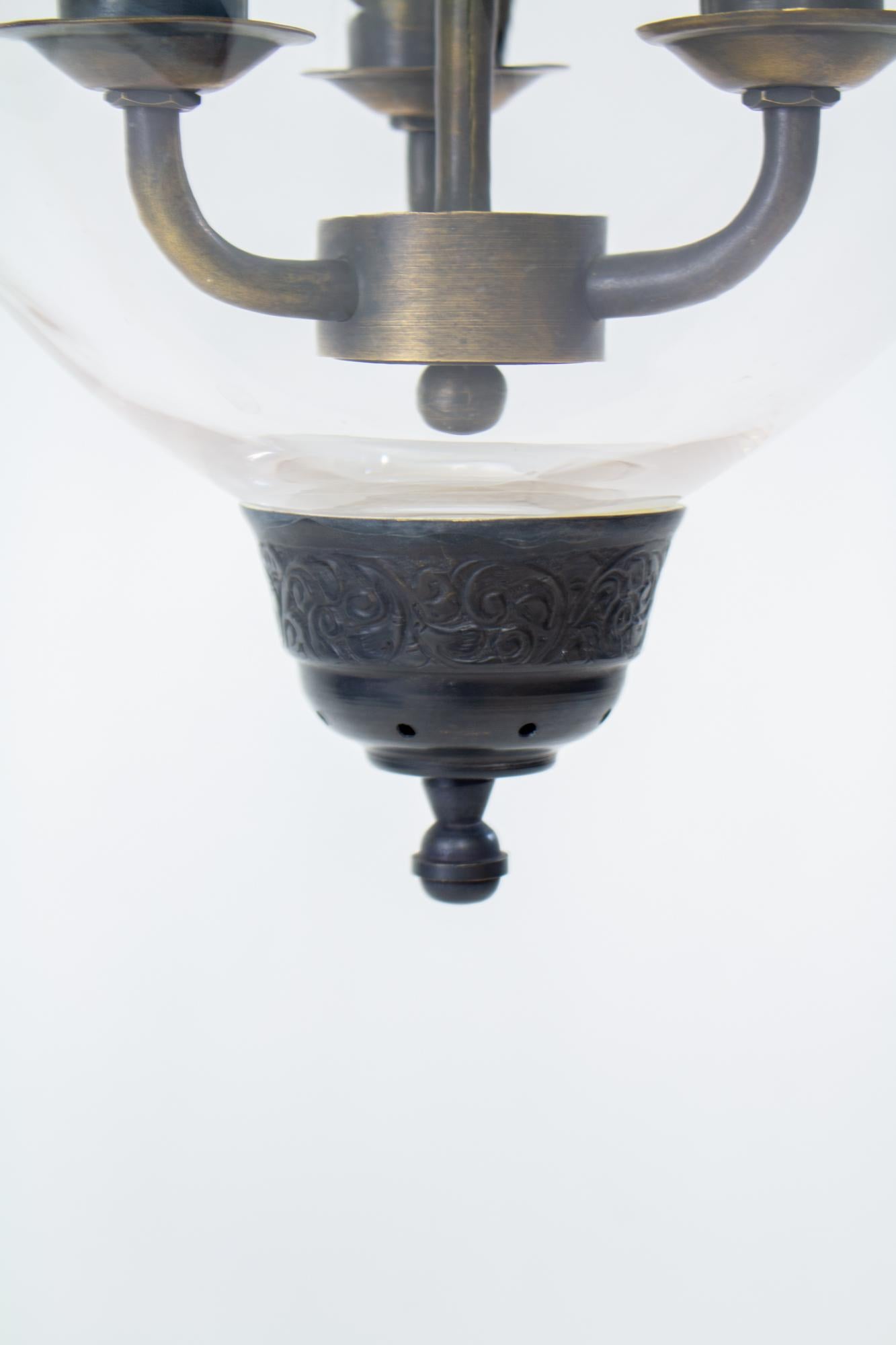 Late 20th Century Clear Glass Bell Jar with Darkened Brass Finish 2