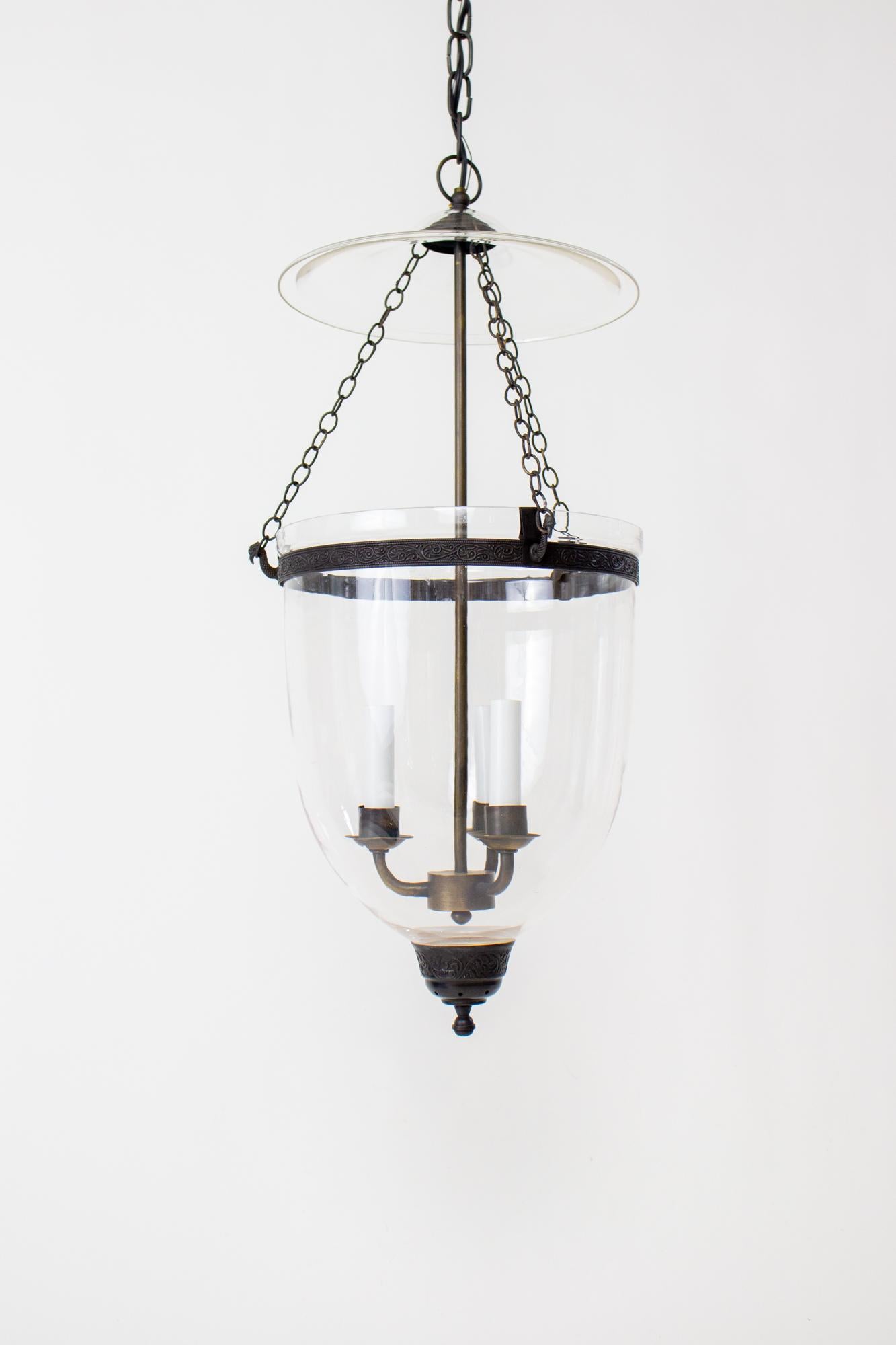Late 20th Century Clear Glass Bell Jar with Darkened Brass Finish 4