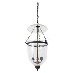 Late 20th Century Clear Glass Bell Jar with Darkened Brass Finish