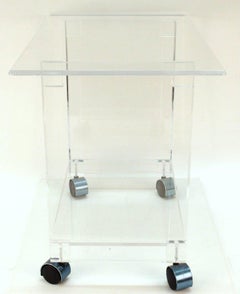 Late 20th Century Clear Lucite Bar Cart on Casters