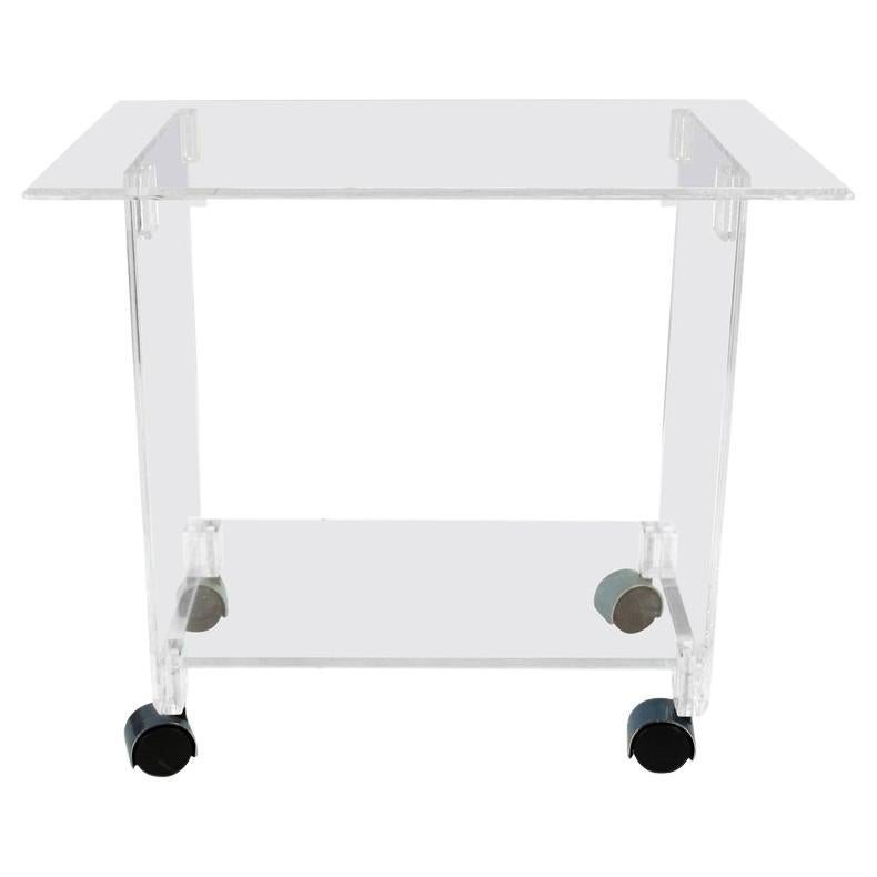 Late 20th Century Clear Lucite Bar Cart on Casters