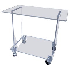 Late 20th Century Clear Lucite Bar Cart on Chrome Casters