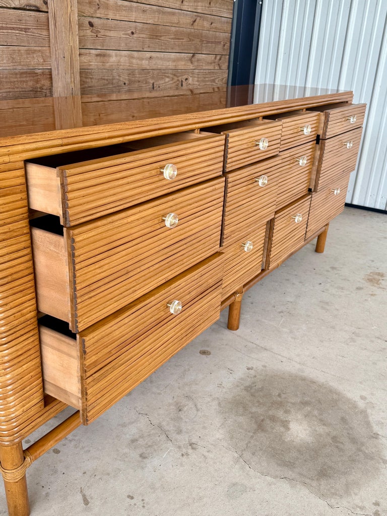 Late 20th Century Coastal Organic Modern Rattan Twelve-Drawer Dresser  Sideboard at 1stDibs