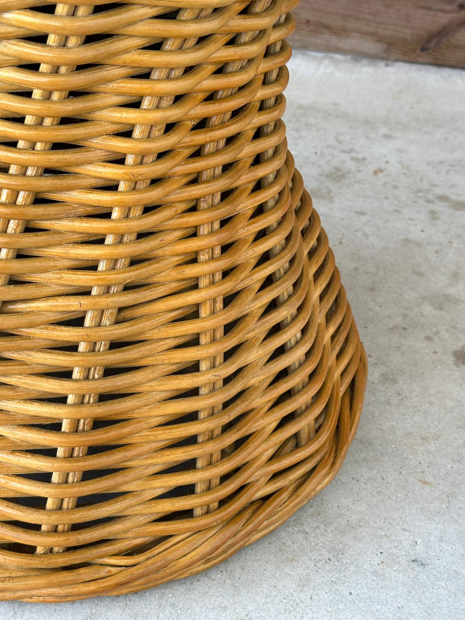 Late 20th Century Coastal Rattan Braid Hourglass Side Tables-Pair 5